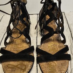Sam Edelman Black Lace-Up Flats